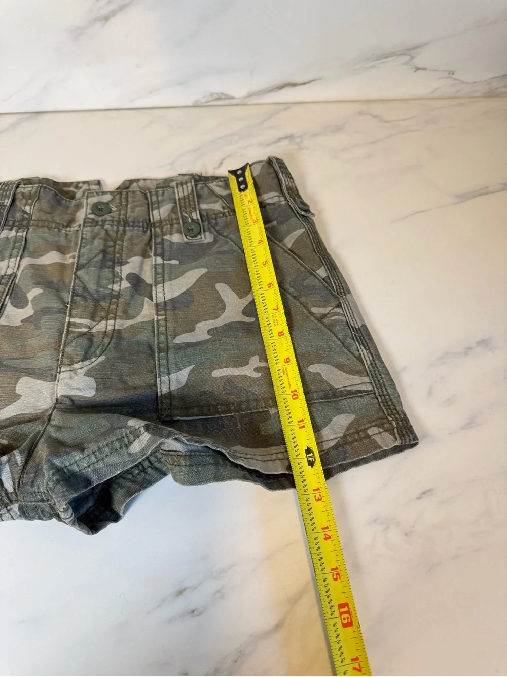 Free people camo denim shorts